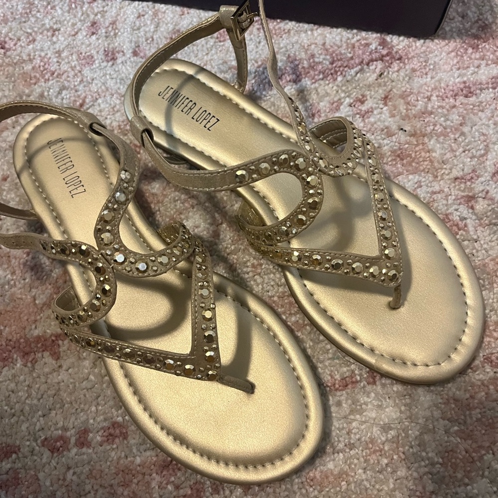 Rhinestone metallic sandals
